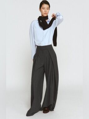 Zara Black Wide Leg High-Waist Trousers